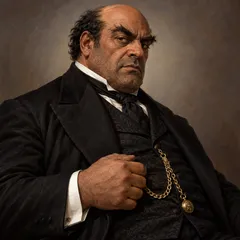 Portrait illustration of Mr. Jaggers from Great Expectations