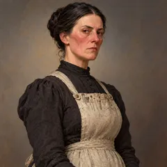 Portrait illustration of Mrs. Joe Gargery from Great Expectations