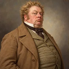 Portrait illustration of Uncle Pumblechook from Great Expectations