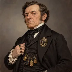 Portrait illustration of Wemmick from Great Expectations