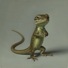 Portrait illustration of Bill the Lizard from Alice's Adventures in Wonderland