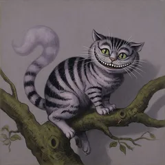 Portrait illustration of The Cheshire Cat from Alice's Adventures in Wonderland