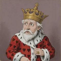 Portrait illustration of The King of Hearts from Alice's Adventures in Wonderland
