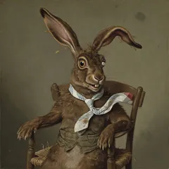 Portrait illustration of The March Hare from Alice's Adventures in Wonderland