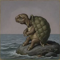 Portrait illustration of The Mock Turtle from Alice's Adventures in Wonderland