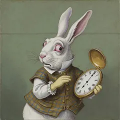 Portrait illustration of The White Rabbit from Alice's Adventures in Wonderland