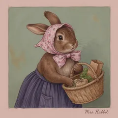 Portrait illustration of Mrs. Rabbit from The Tale of Peter Rabbit