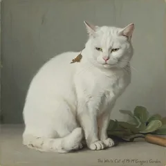 Portrait illustration of The White Cat from The Tale of Peter Rabbit