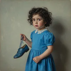 Portrait illustration of Little Betty Blue from Mother Goose Nursery Rhymes