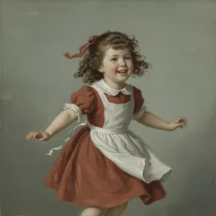 Portrait illustration of Little Jumping Joan from Mother Goose Nursery Rhymes