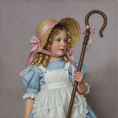 Portrait illustration of Little Bo-Peep from Mother Goose Nursery Rhymes