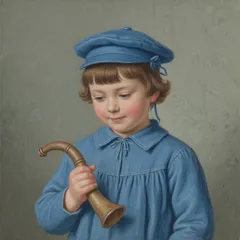 Portrait illustration of Little Boy Blue from Mother Goose Nursery Rhymes
