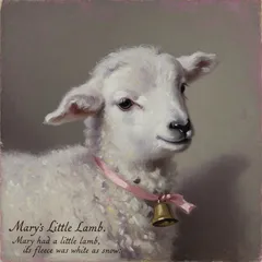 Portrait illustration of Mary's Little Lamb from Mother Goose Nursery Rhymes
