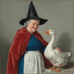 Portrait illustration of Mother Goose from Mother Goose Nursery Rhymes
