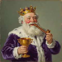 Portrait illustration of Old King Cole from Mother Goose Nursery Rhymes