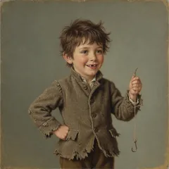 Portrait illustration of Little Tommy Tittlemouse from Mother Goose Nursery Rhymes