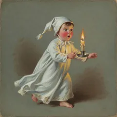 Portrait illustration of Wee Willie Winkie from Mother Goose Nursery Rhymes