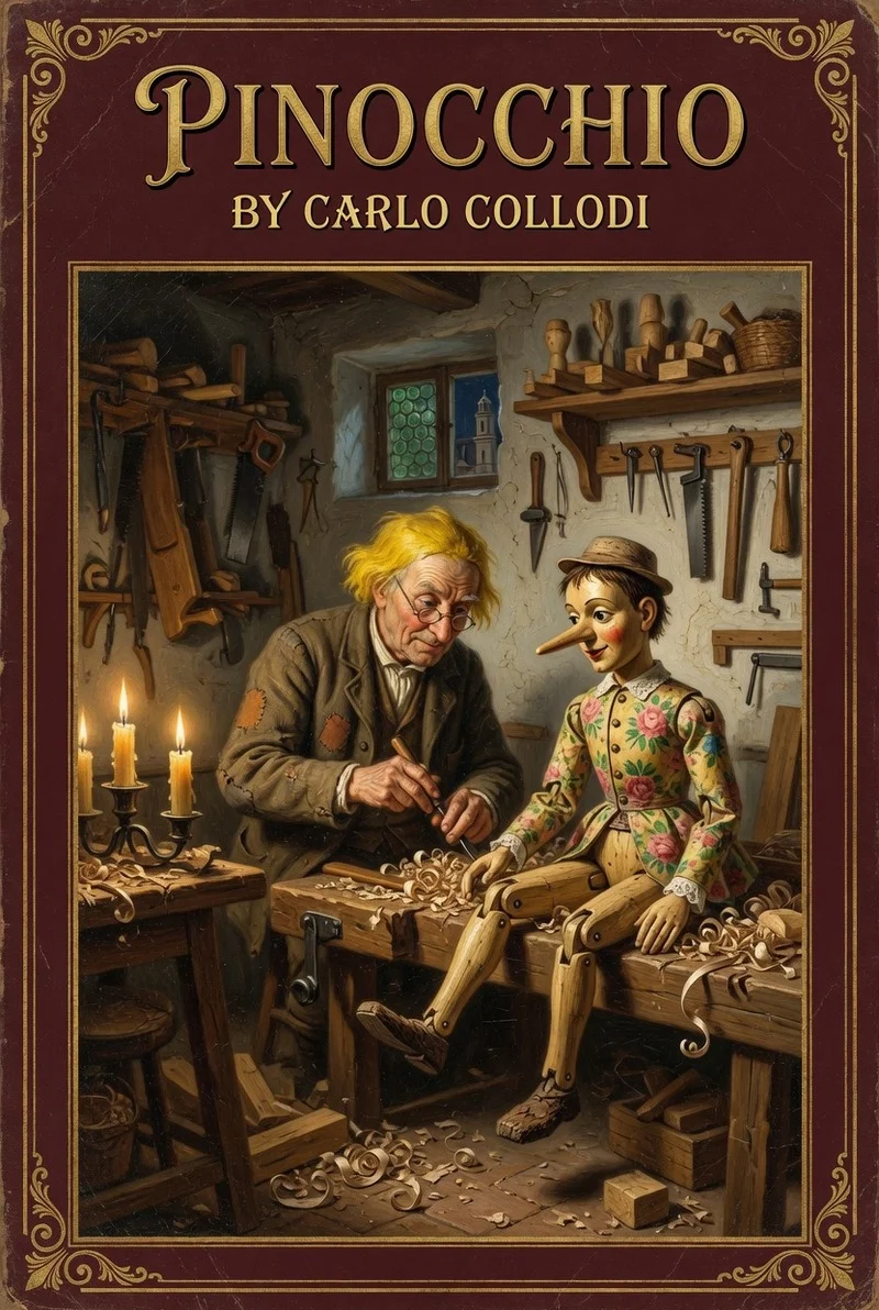 Cover illustration for The Adventures of Pinocchio