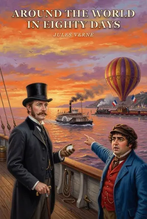 Cover illustration for Around the World in Eighty Days