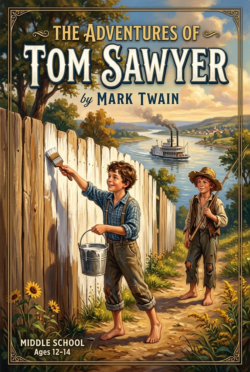 Cover illustration for The Adventures of Tom Sawyer