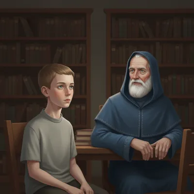 Jonas sits with The Giver in a quiet room, beginning a special training.