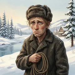 Portrait illustration of Beauty Smith from White Fang