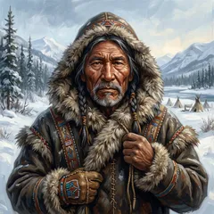 Portrait illustration of Grey Beaver from White Fang