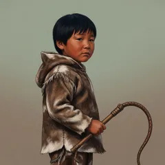 Portrait illustration of Mit-sah from White Fang