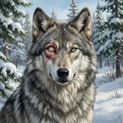 Portrait illustration of One Eye from White Fang