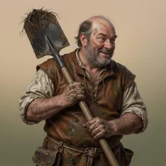 Portrait illustration of The Gravedigger from Hamlet