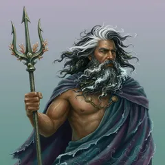 Portrait illustration of Poseidon from The Odyssey