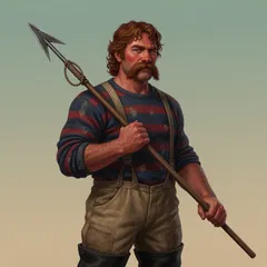 Portrait illustration of Ned Land from Twenty Thousand Leagues Under the Sea