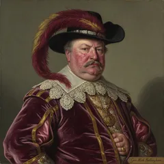 Portrait illustration of Governor Bellingham from The Scarlet Letter