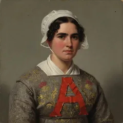 Portrait illustration of Hester Prynne from The Scarlet Letter