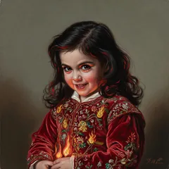Portrait illustration of Pearl from The Scarlet Letter