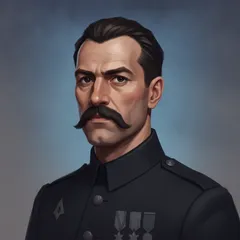 Portrait illustration of Big Brother from 1984
