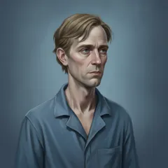 Portrait illustration of Winston Smith from 1984