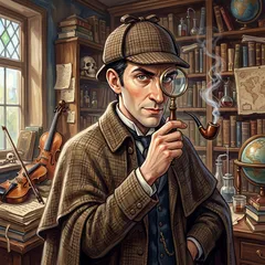Portrait illustration of Sherlock Holmes from The Adventures of Sherlock Holmes