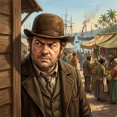 Portrait illustration of Detective Fix from Around the World in Eighty Days
