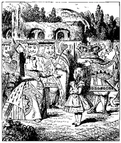 Portrait illustration of The Queen of Hearts from Alice's Adventures in Wonderland