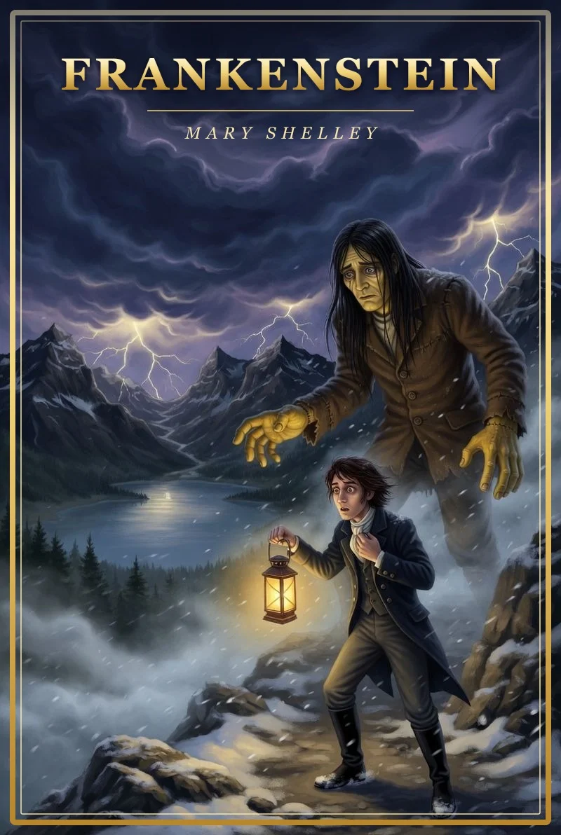 Cover illustration for Frankenstein