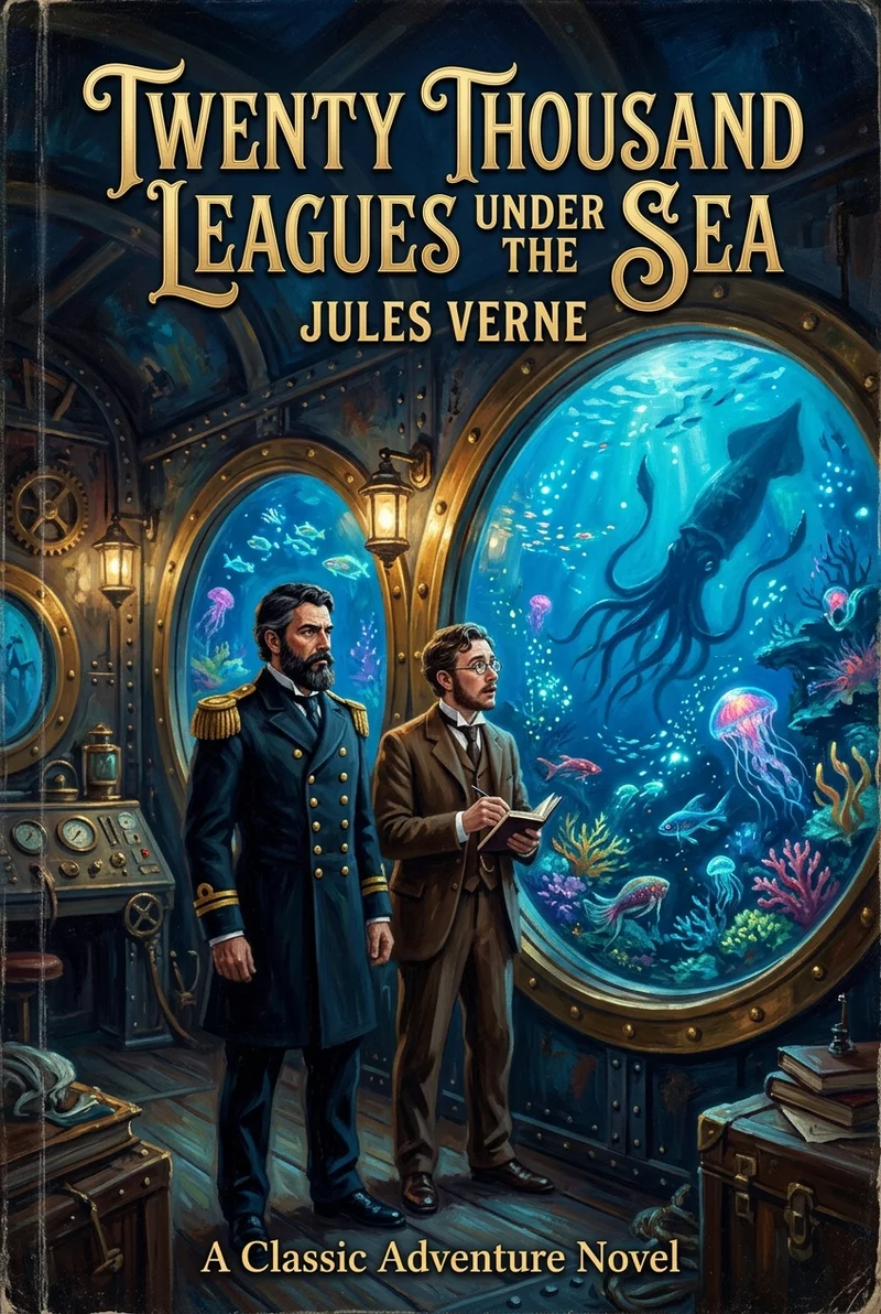 Cover illustration for the Twenty Thousand Leagues Under the Sea novel study