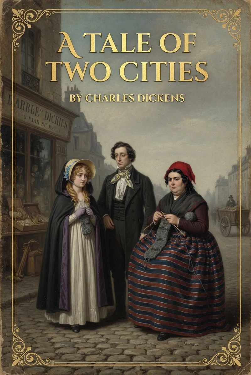Cover illustration for the A Tale of Two Cities novel study