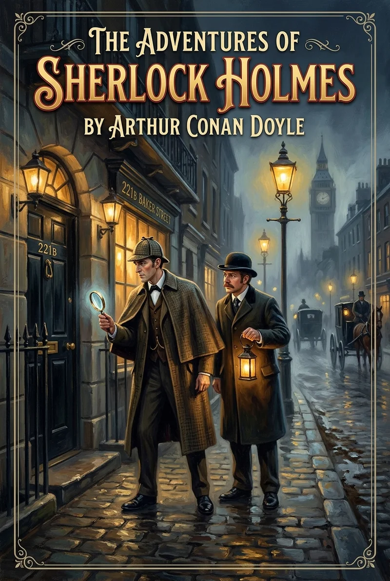 Cover illustration for the The Adventures of Sherlock Holmes novel study