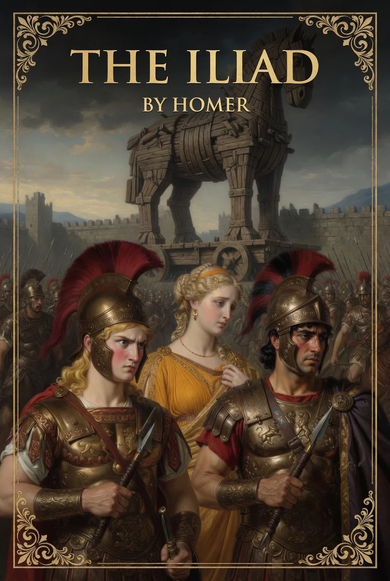 Cover illustration for the The Iliad novel study