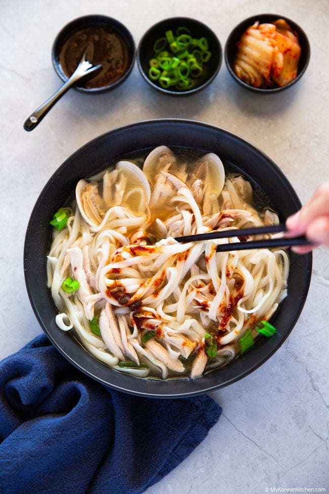 Korean Style Chicken Noodle Soup (Dak Kalguksu)