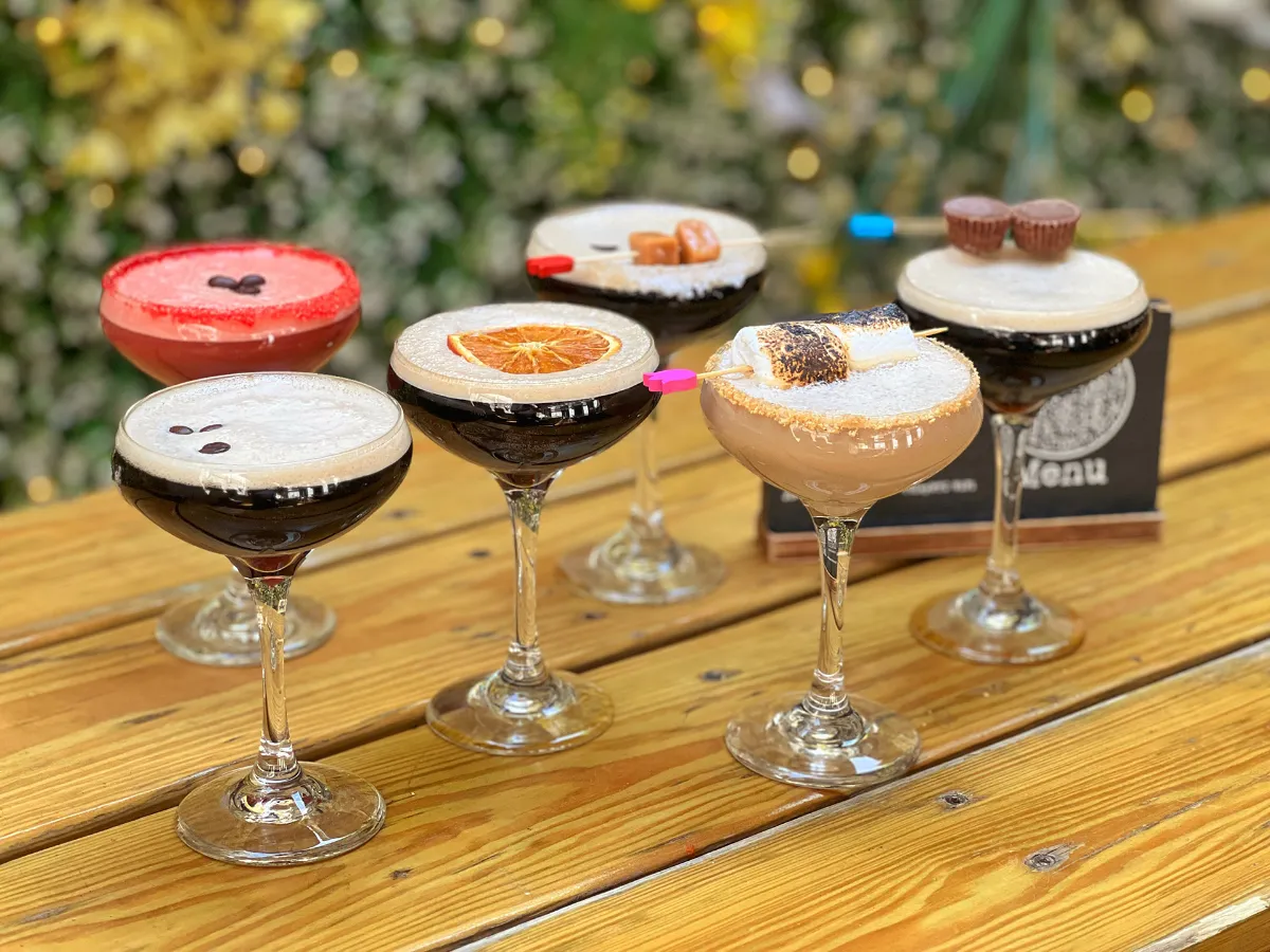 Espresso Martini Sundays featuring 10 different kinds of Espresso Martinis only at Loreley Beer Garden