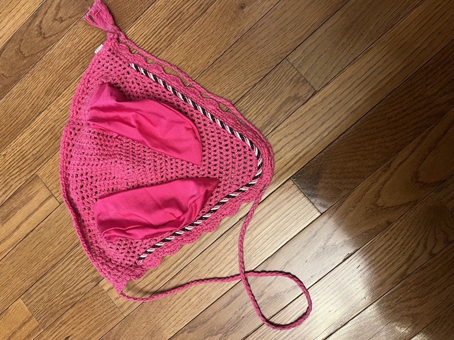 New pink horse ear bonnet 