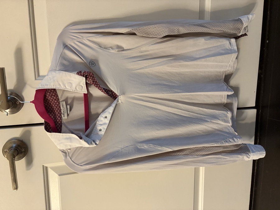 Ariat Pro Series Women’s Long-Sleeve Show shirt, white with Pink Trim, L