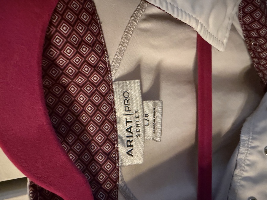 Ariat Pro Series Women’s Long-Sleeve Show shirt, white with Pink Trim, L